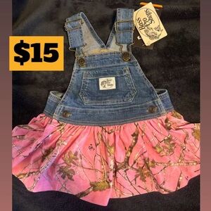 Bass Pro Shops Pink and Brown Kids Skirt Overalls